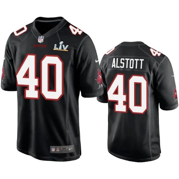 Men Tampa Bay Buccaneers 40 Mike Alstott Nike Black Super Bowl LV Game NFL Jersey